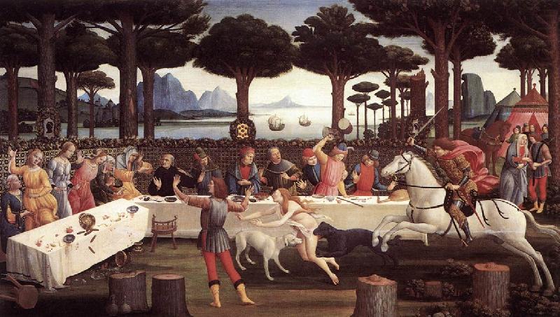 BOTTICELLI, Sandro The Story of Nastagio degli Onesti (third episode) fdgfd china oil painting image